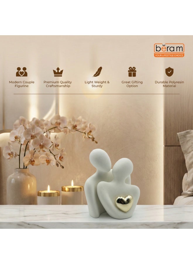 BERAM White Cherished Hearts for Men and Women Unisex Romantic Heart Sculpture Gift Modern White Resin Décor for Couples Anniversary Wedding Valentine’s Day Home and Office Decoration - Image 4